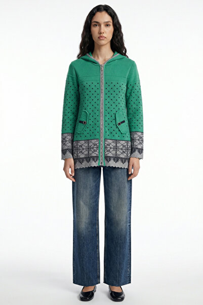 Sementa Kadın Yeşil Gri  Siyah Lems Kapüşonlu Ferm Ceket 412104-31578.1