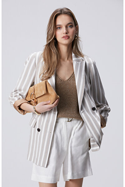 Network Kırık Beyaz Çizgili Ceket