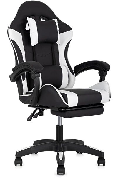 Afifa Furniture Black & White Gaming Chair | Ergonomic Chair High-Back Reclin...
