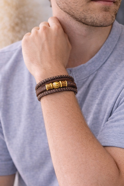 HER ŞEY NOTA www.herseynota.com Kahverengi Hakiki Deri Erkek Bileklik – Çift ...