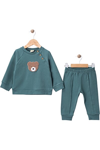 air baby 100% Cotton Baby Boy Tracksuit Set with Teddy Bear – 2-Piece Sweatsh...