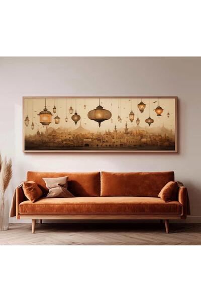 woodhomeworks Tek Parça Gerçek Ahşap Yatay Panorama Çerçeveli Tablo ramazan