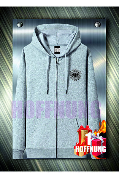 HOFFNUNG Zip Spider Patterned 2-Thread Oversize Black Cardigan