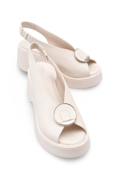 Solo Bag Women's Genuine Leather Strappy Buckle Detailed Wedge Heeled Casual ...