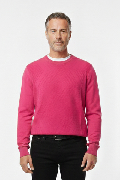 Pulltonic Men's Crew Neck Geometric Pattern Sweater