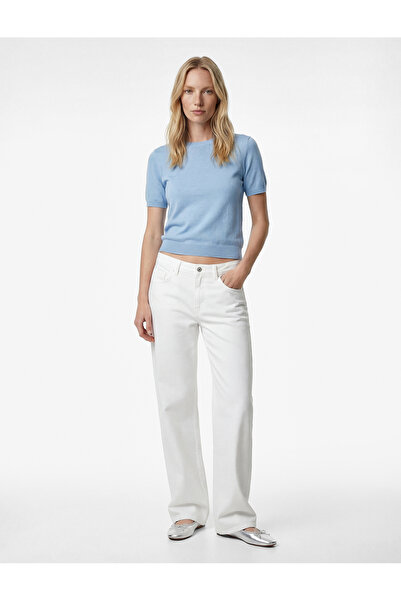 Koton Pamuklu Kısa Kollu Bisiklet Yaka Triko Kazak