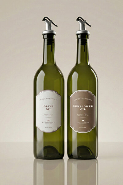 Kloppenhug 2'li Cam Yağdanlık Seti 750ml - Zeytinyağı Ayçiçek Yağı Şişesi Dam...