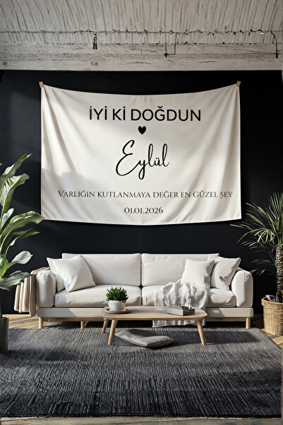 FavoriKitap Kişiye Özel Doğum Günü Duvar Örtüsü Happy Birthday Arka Fon Pankart