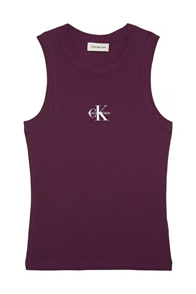 Calvin Klein Kadın Sl Monogram Rib Tank Atlet - Mor