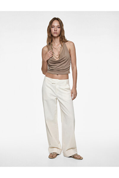 Koton Sleeveless Degaje Collar Slim Fit Crop Blouse