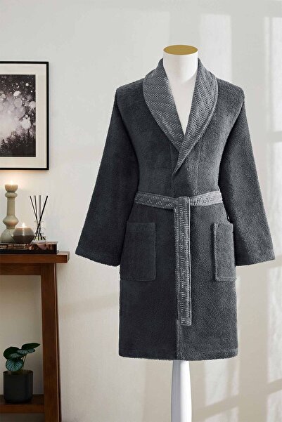 Özdilek Diagonal Waffle Shawl Collar Bathrobe
