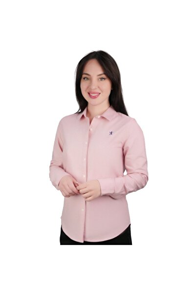 Giordano Women’s Slim Fit Cotton Oxford Shirt | Acute Collar with Embroidery