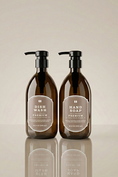 Kloppenhug 2'li Amber Cam Sabunluk Seti 500ml - Bulaşık Deterjanlığı ve Sıvı ...