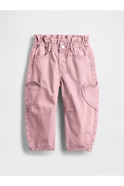 GAP Kız Bebek Pembe Kalp Cep Detaylı Horseshoe Jean Pantolon