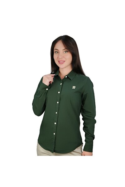 Giordano Women’s Slim Fit Cotton Oxford Shirt | Acute Collar with Embroidery