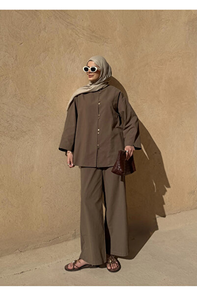 MODA AKSA 8977 MASSİMO MİNİK DÜĞME KETEN TAKIM haki