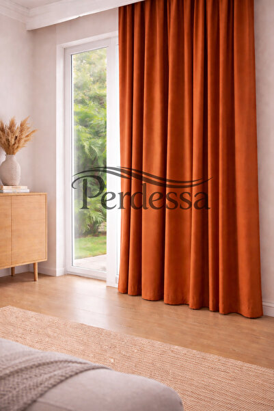 Perdessa Lüx Kiremit Blackout Saten Karartma Perde Pilesiz Kornişli Kullanıma...