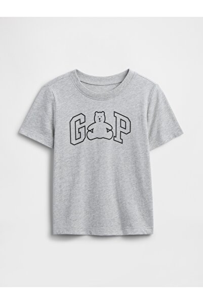 GAP Erkek Bebek Açık Gri Logo T-Shirt