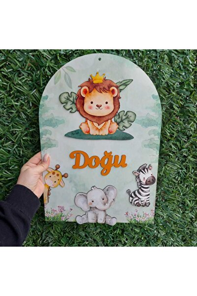 Yaşam Baskı تصميم خاص لهدايا المستشفيات، زينة باب خشبية للأطفال على شكل حيوان...