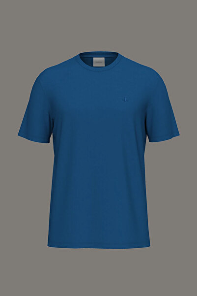 Calvin Klein Men's Ss Supima Chest Crewneck T-Shirt - Blue