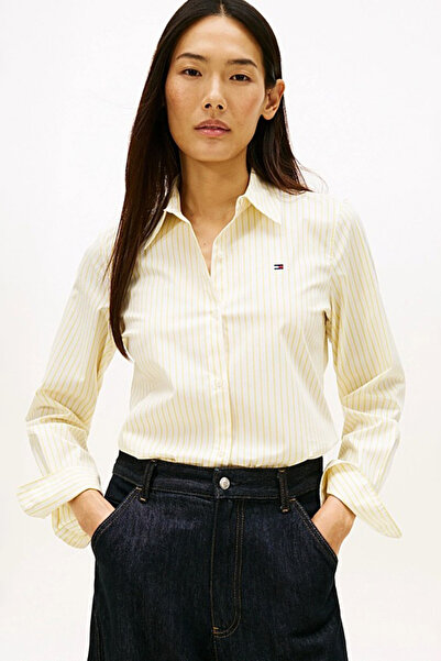 Tommy Hilfiger Kadın Klasik Kesim Poplin Gömlek - Sarı