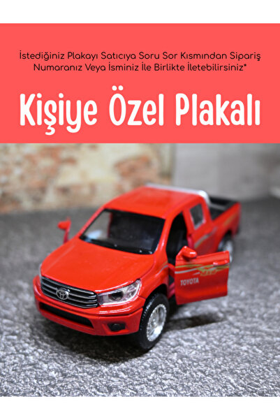 bebeym Toyota Hilux Metal Oyuncak Araba - Kişiye Özel Plakalı - Kırmızı