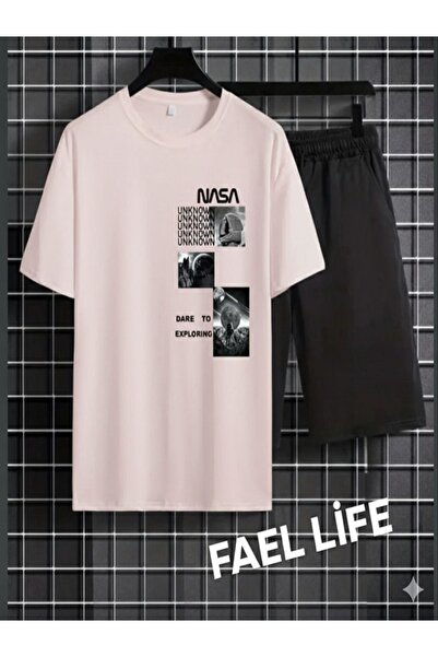 FAEL LİFE Girls'/Boys' Loose Fit T-Shirt and Shorts Nasa Image Set