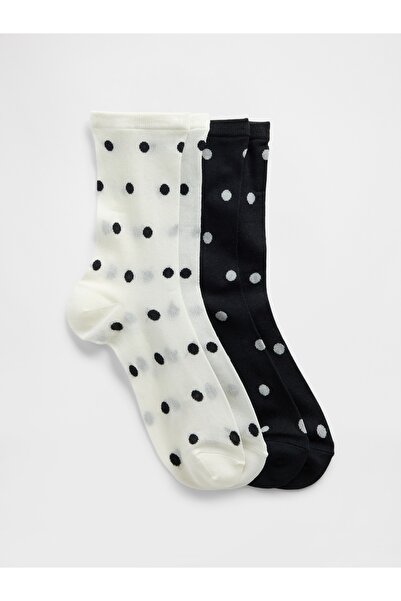 GAP Kız Çocuk Beyaz Transparan Nokta Detaylı Crew Çorap (2'li)