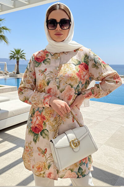 N.S NEVA STYLE Patterned Powder Hijab Tunic 26604Pd