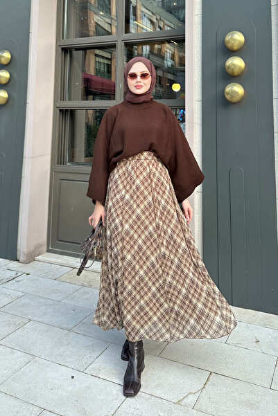 LOCCO Women's Stitching Detail Ethnic Pattern Elastic Waist Chiffon Skirt Oil...