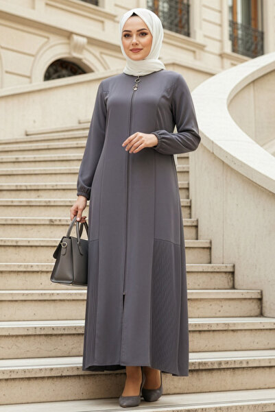 N.S NEVA STYLE Smoked Hijab Ferace with Zipper 45315Fu