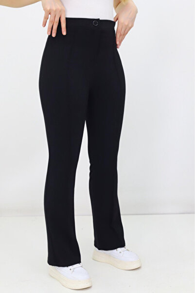 cheen بنطلون نسائي أسود عالي الخصر بقصة أنبوبية