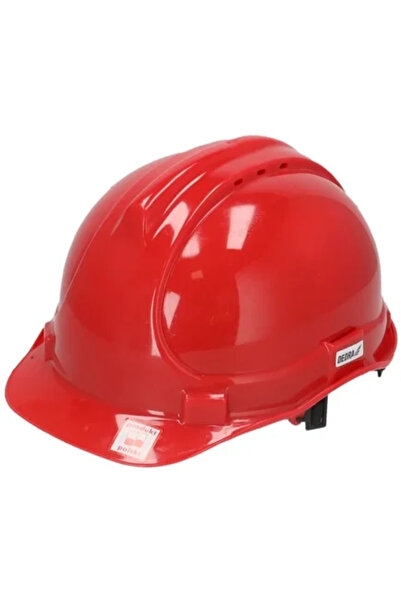 DEDRA EXIM DEDRA-EXIM Protective Helmet, Red, with 4-Point Chin Strap