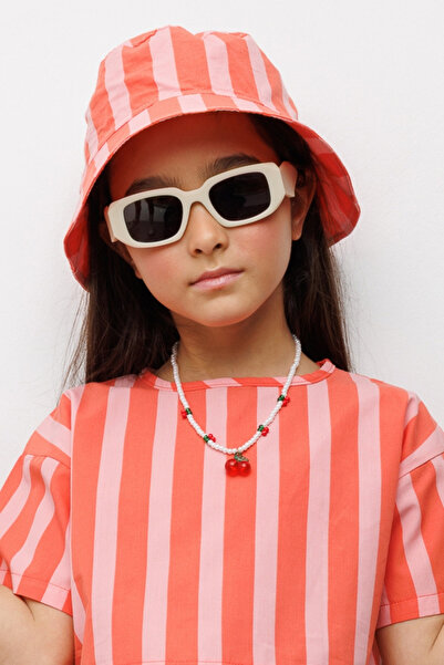 Le Mabelle قبعة دلو للأطفال بنمط الخطوط الحمراء