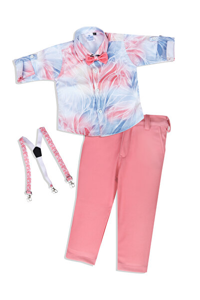 Generic قميص وبنطال مزينان بالزهور مع حمالات