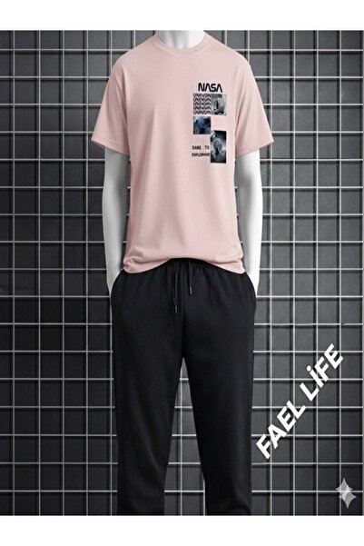 FAEL LİFE Girls'/Boys' Loose Fit T-Shirt and Sweatpants Nasa Image Set