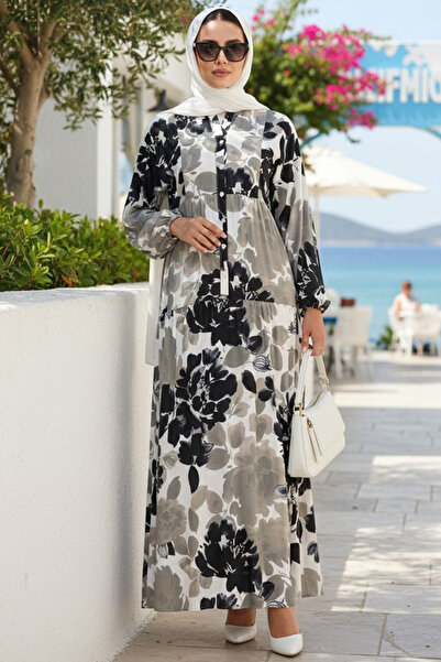 N.S NEVA STYLE Patterned Mink Hijab Dress 24017V