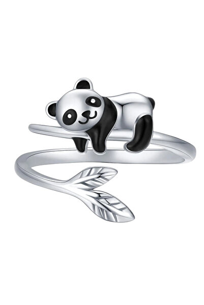 EFAYN.RO Women's ring, delicate pattern, sleepy and adorable panda, lazy budd...