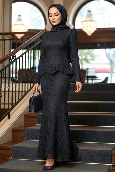 N.S NEVA STYLE Lace Black Hijab Evening Dress 55521S