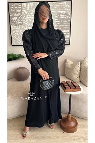 Warazan عباية قماش نواعم بكم بف وتل مطرز