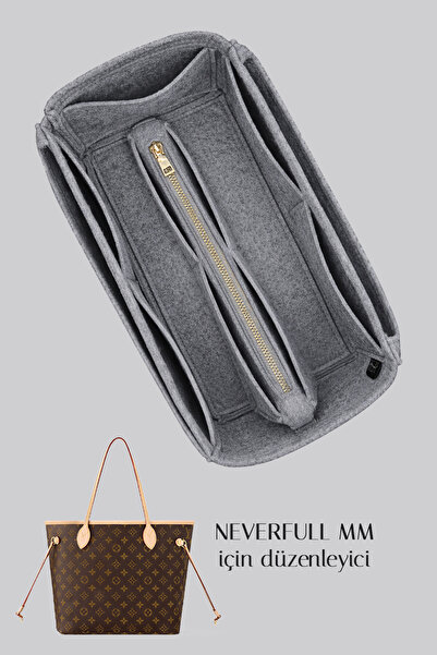 HezeS Neverfull MM Keçe Çanta İçi Organizer 2mm 4 Cepli Cırtlı Kese Dış Cepli