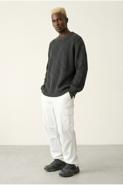 uniq store 100% Cotton Loose Fit Hair Knit Men's Sweater