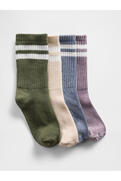 GAP Erkek Çocuk Çok Renkli Kids Varsity Crew Çorap (4’lü)