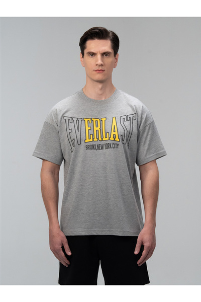 EVERLAST Εμβληματικό ανδρικό μπλουζάκι Oversize σε γκρι μελανζέ