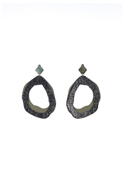 HAIArt Fluid Earrings - Black with glitter + Olive