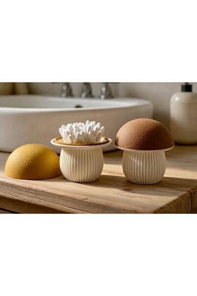 Lotus Mantar Tasarımlı Kulak Çubuğu Kutusu / Pamukluk Organizer (Tekli)