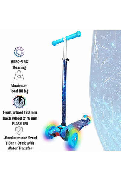 Scooter A children's three-wheel scooter with a modern marble design, adjusta...
