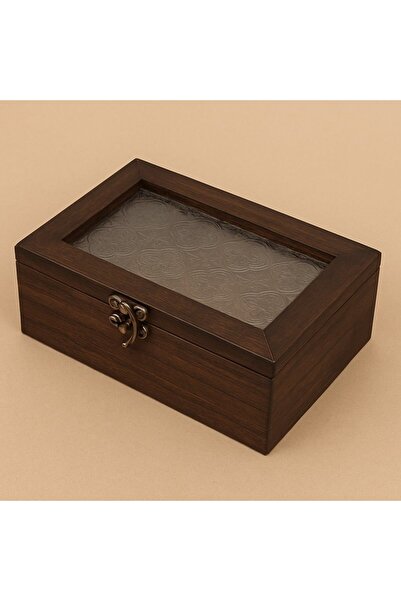 alomran orientals صندوق خشبي زجاجي بنقش شرقي هندسي