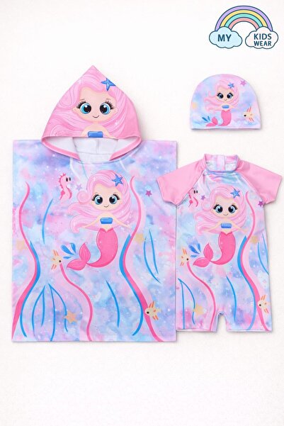 My Kids Wear Girl's Sea Combo Set of 3 – Swimsuit, Towel and Cap 12580