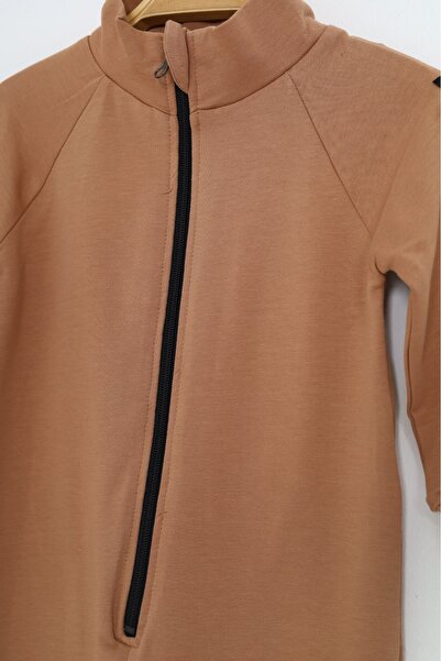 Toontoy Baby Boy Printed Stand Collar Zippered Raglan Sleeve Basic Jumpsuit